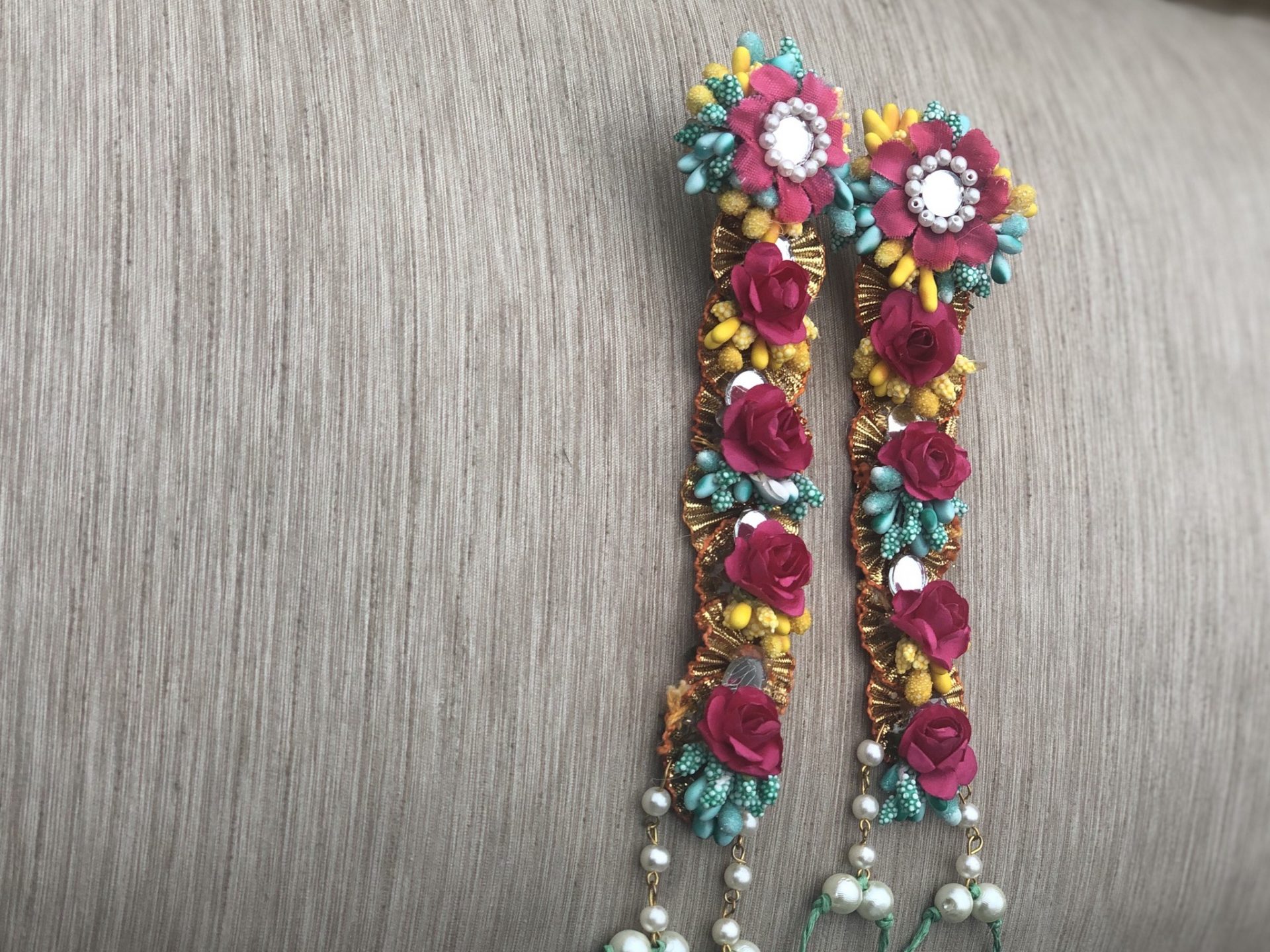 Myindiecraft Yellow - Red Floral Pairphool - Image 2