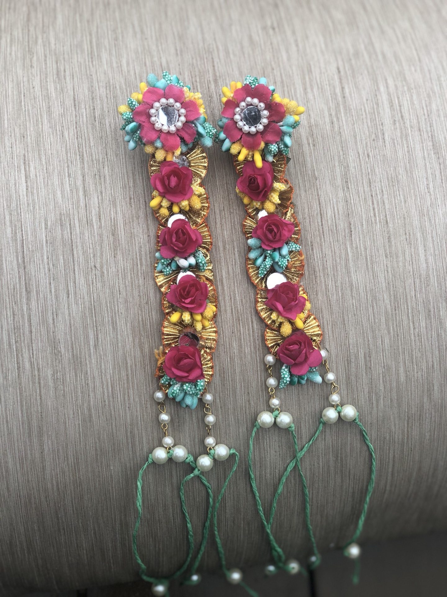 Myindiecraft YELLOW - RED FLORAL Pairphool