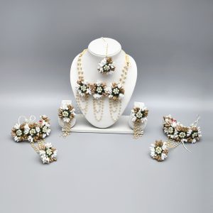 Myindiecraft White Bridal Haldi Mehndi Jewellery Set