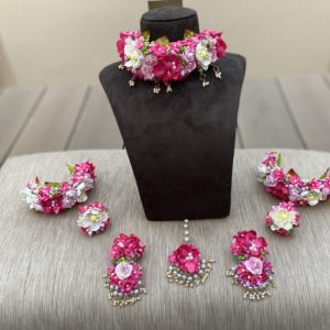 Myindiecraft Red Floral Wedding Jewellery Set