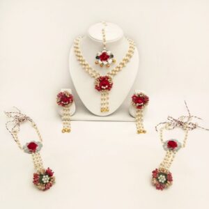 Myindiecraft Red Golden Jewellery Set