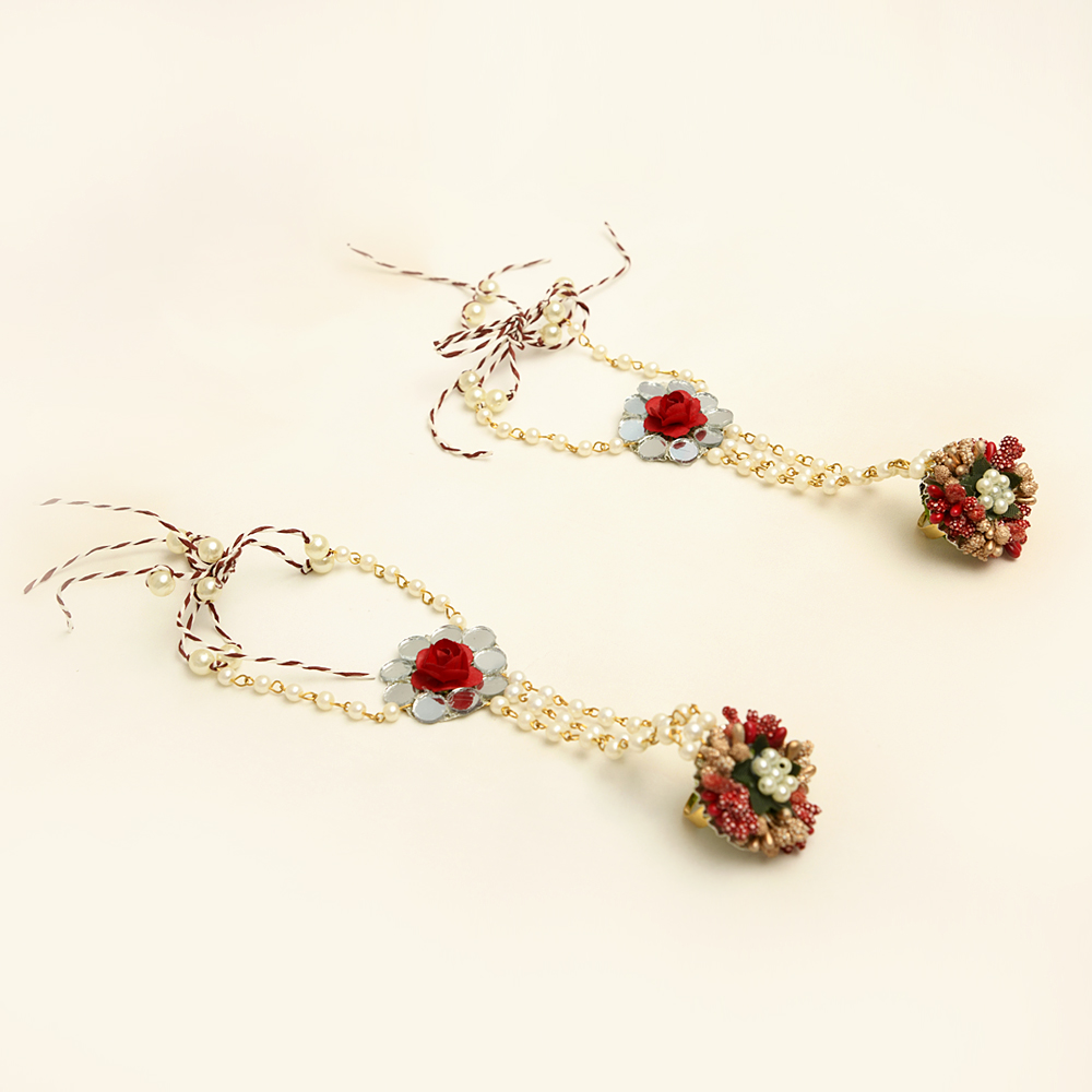 Myindiecraft Red Golden Jewellery Set - Image 4