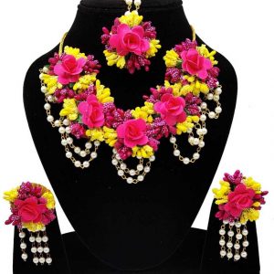Myindiecraft Floral Jewelry Set ( Pink,Yellow  )