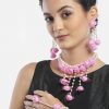 Myindiecraft PINK DELIGHT FLORAL JEWELLERY SET