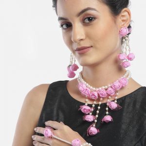 Myindiecraft Pink Delight Floral Jewellery Set