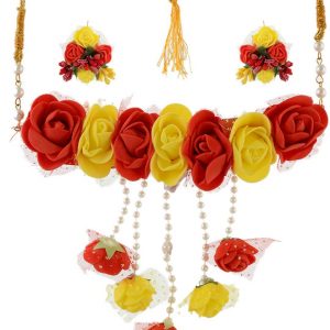 Myindiecraft Red-yellow Floral Jewellery Set