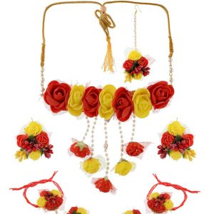 Myindiecraft Red-yellow Floral Jewellery Set
