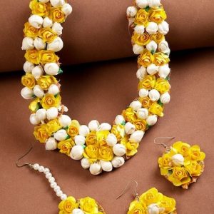 Myindiecraft Yellow and White Mogra Floral Set