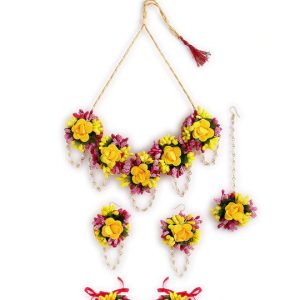 Myindiecraft Yellow and Pink Floral Jewellery Set