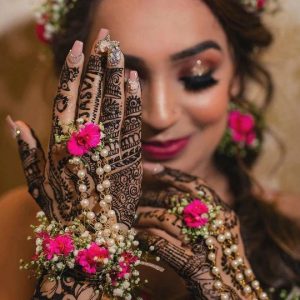 Myindiecraft Floral Bracelets Attached to Ring & Mathapatti