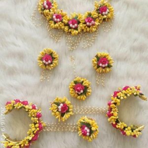 Myindiecraft Handmade Flower Jewellery Set For Women & Girls / Haldi Set