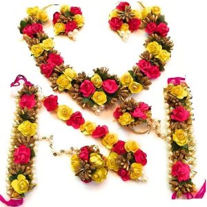 Myindiecraft Floral Jewellery Set for Haldi Mehndi Wedding
