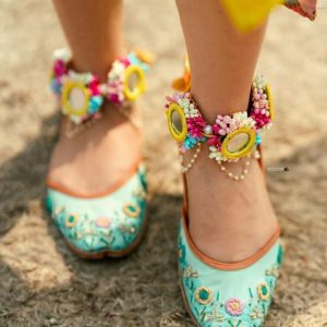 Myindiecraft Floral Payal Set Multicolor Anklet set For Haldi