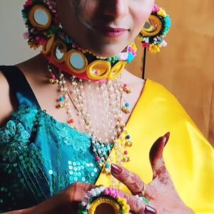 Myindiecraft Mirror Collection Bridal Floral  Jewellery Set for Haldi Mehendi ceremony