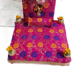 Myindiecraft Wooden Laddu Gopal Singhasan for God Idols – Mandir Decor & Gifts